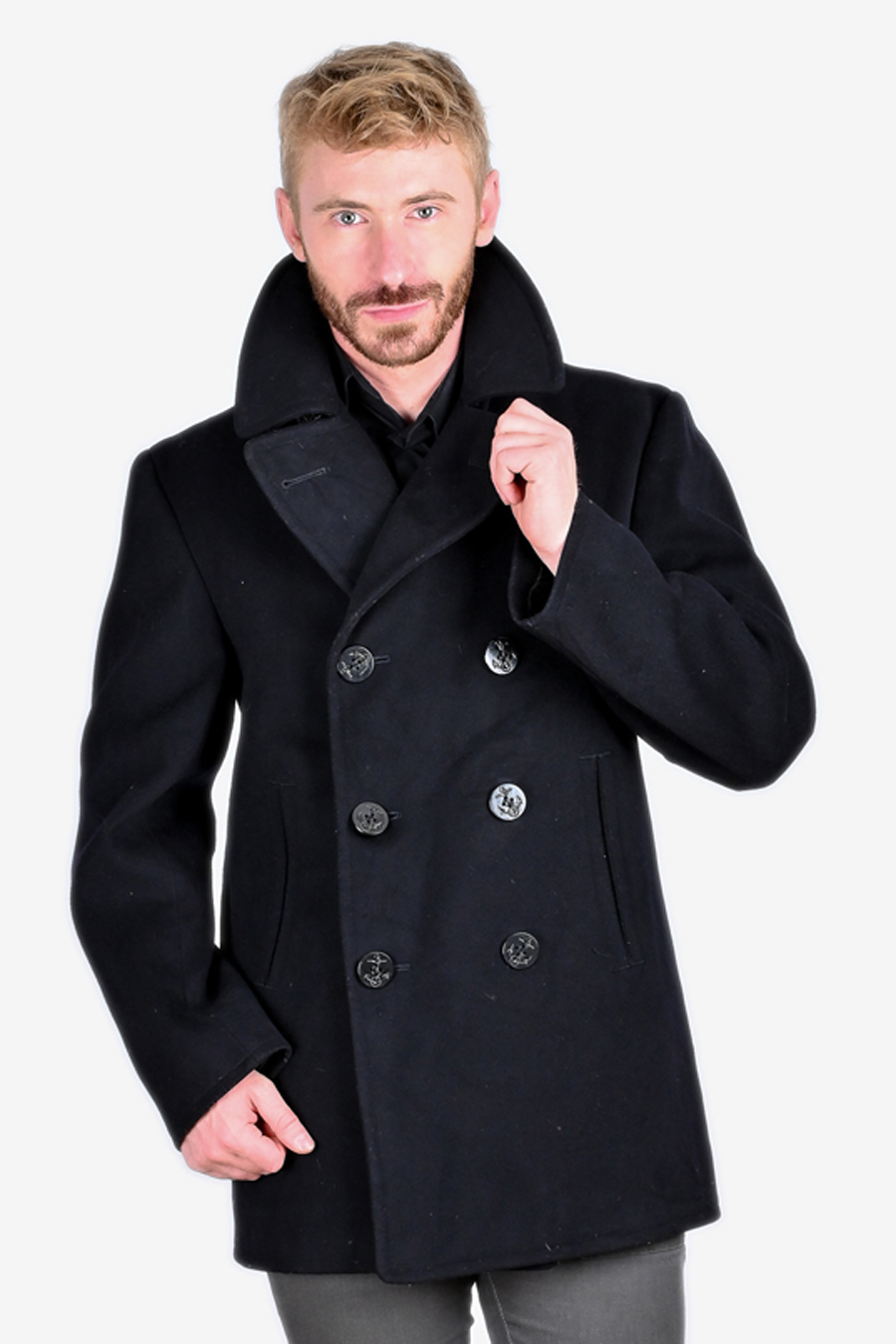GRAPHPAER Wool Kersey Pea Coat Kersey Peacoat | Vintage Style