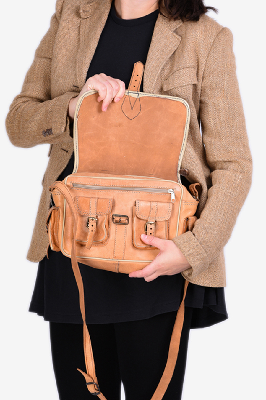 Vintage Women's Leather Shoulder Bag Brick Vintage