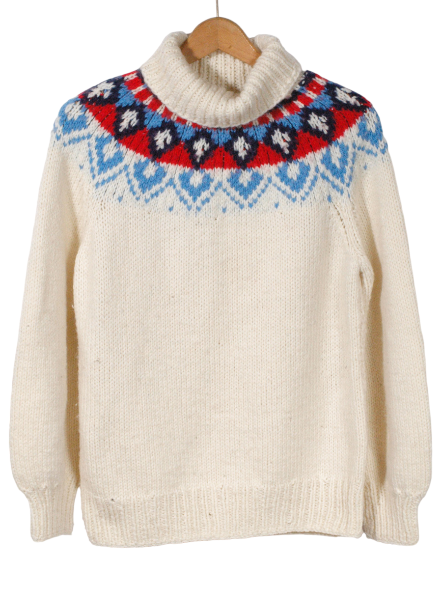 Vintage Women's Icelandic Jumper Size 14 Brick Vintage