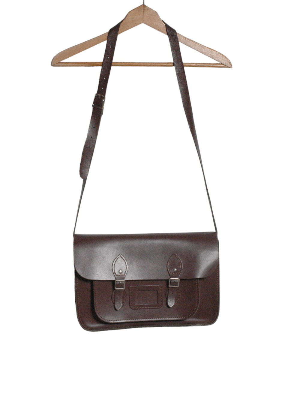 Vintage Dark Brown Leather School Satchel Brick Vintage