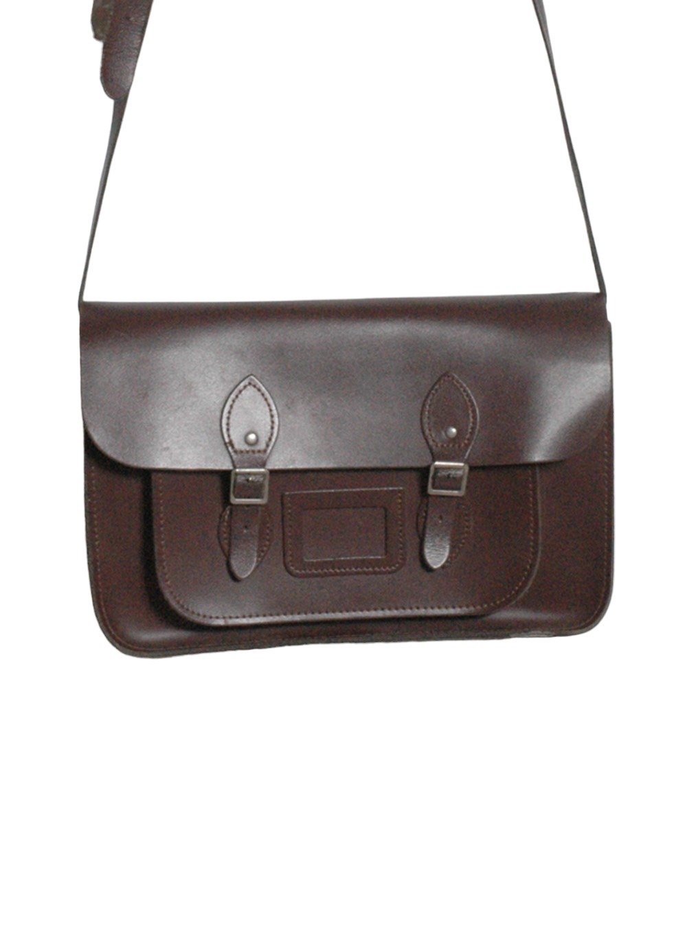 Vintage Dark Brown Leather School Satchel Brick Vintage